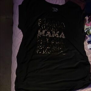 Black Maternity Graphic Tee with Gold 'Mama' Print